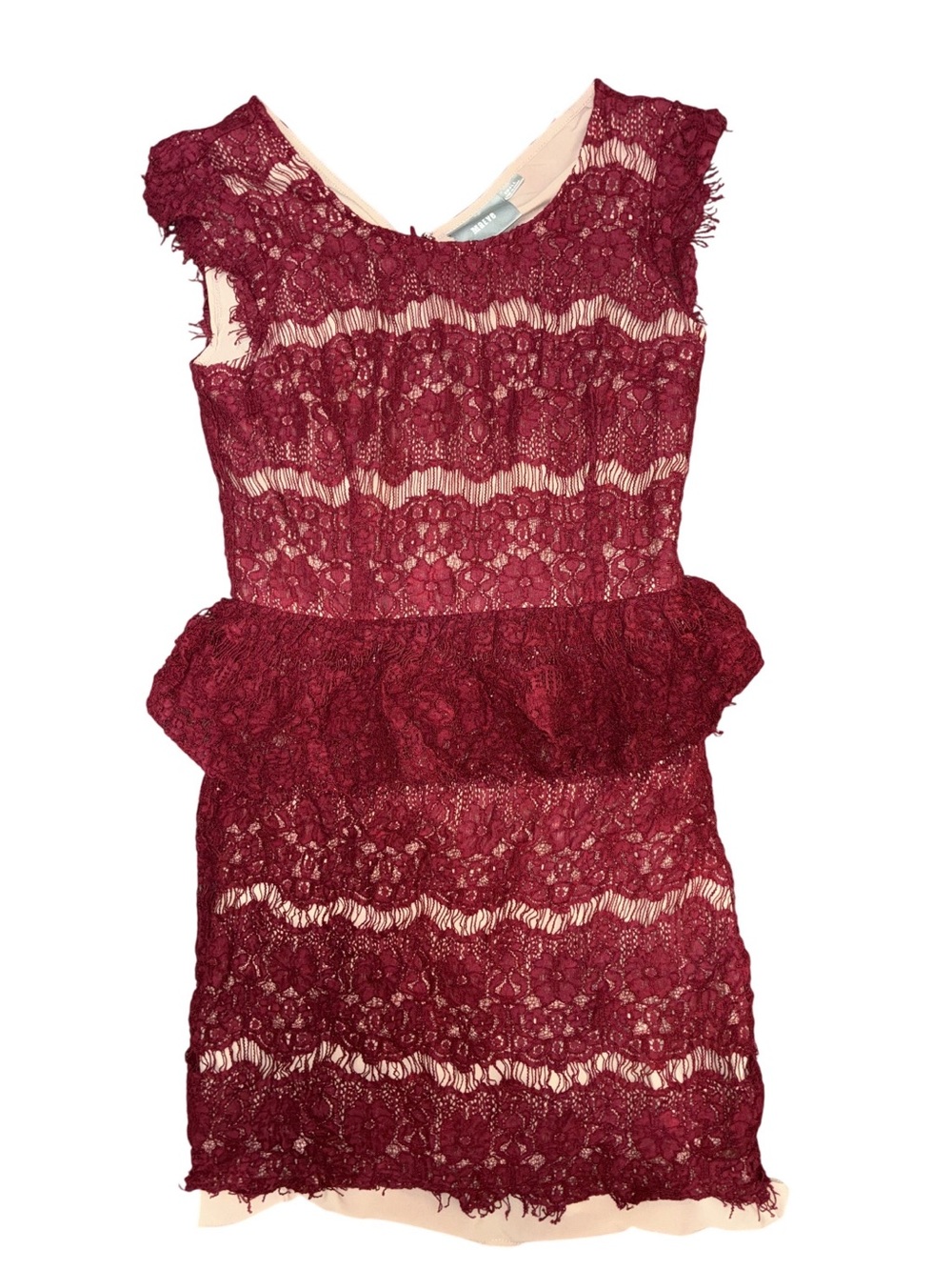 Maeve Burgundy Lace Peplum Dress